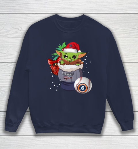 Detroit Tigers Christmas Baby Yoda Star Wars Funny Happy MLB Sweatshirt 3