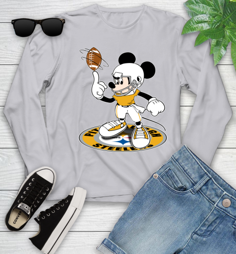 NFL Football Pittsburgh Steelers Cheerful Mickey Disney Shirt Youth Long Sleeve 5