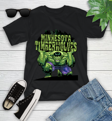 Minnesota Timberwolves NBA Basketball Incredible Hulk Marvel Avengers Sports Youth T-Shirt 2