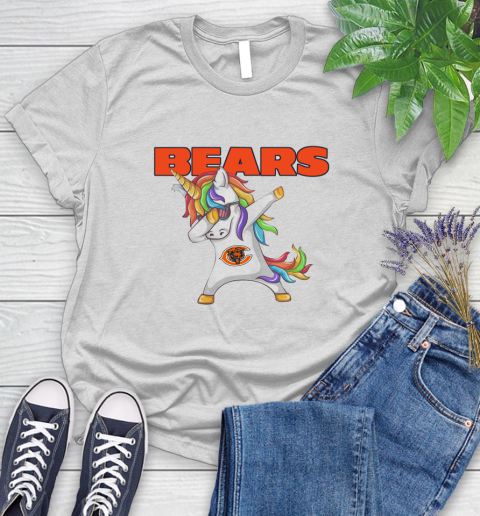Chicago Bears NFL Football Funny Unicorn Dabbing Sports Women's T-Shirt