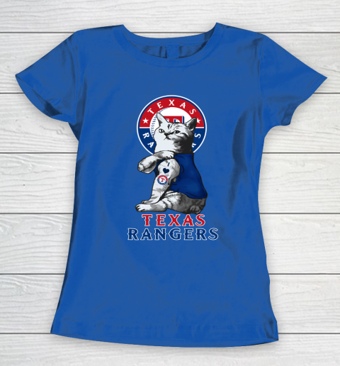 MLB Baseball My Cat Loves Texas Rangers Women's T-Shirt 8