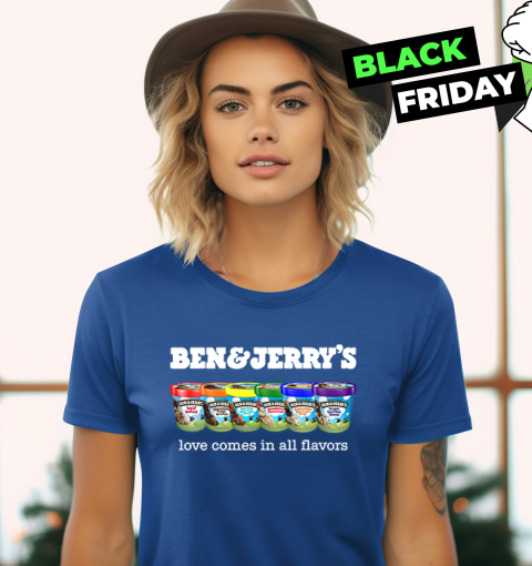 8i55 pride ben and jerryamp 39 s love comes in all flavors ladies t shirt 20 front royal