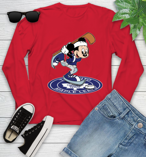 NHL Hockey Toronto Maple Leafs Cheerful Mickey Disney Shirt Youth Long Sleeve - Image 12