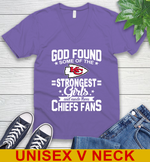 Kansas City Chiefs NFL Football God Found Some Of The Strongest Girls Adoring Fans V-Neck T-Shirt 8