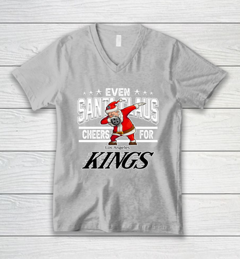 Los Angeles Kings Even Santa Claus Cheers For Christmas NHL V-Neck T-Shirt 3