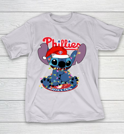 Philadelphia Phillies MLB noel stitch Baseball Christmas Youth T-Shirt 2