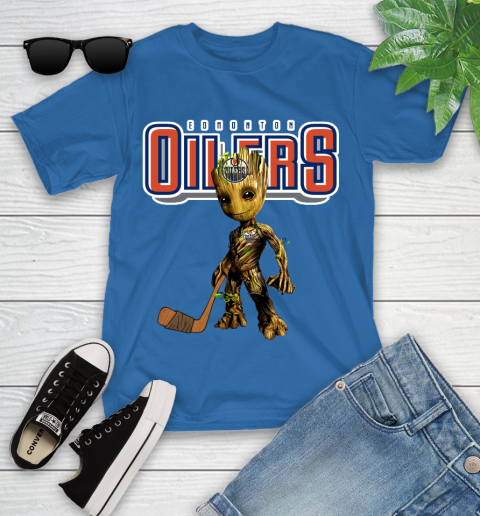 Edmonton Oilers NHL Hockey Groot Marvel Guardians Of The Galaxy Youth T-Shirt 9
