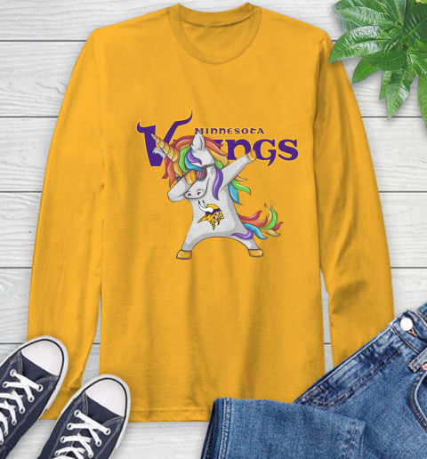 Minnesota Vikings NFL Football Funny Unicorn Dabbing Sports Long Sleeve T-Shirt 3