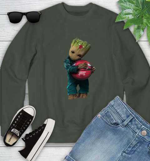NBA Groot Guardians Of The Galaxy Basketball Sports Chicago Bulls Youth Sweatshirt 10
