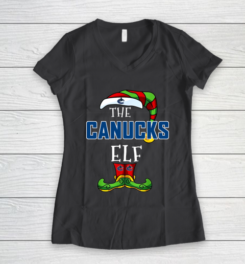Vancouver Canucks Christmas ELF Funny NHL Women's V-Neck T-Shirt 6