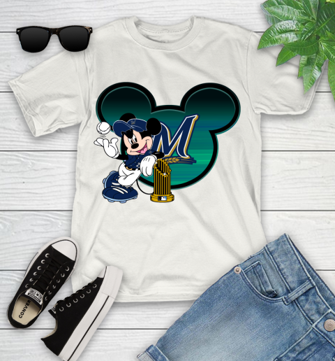 MLB Milwaukee Brewers The Commissioner's Trophy Mickey Mouse Disney Youth T-Shirt