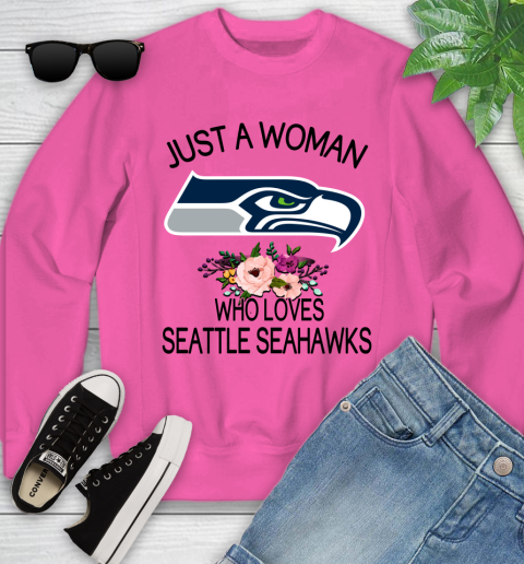 NFL Just A Woman Who Loves Seattle Seahawks Football Sports Youth Sweatshirt 3