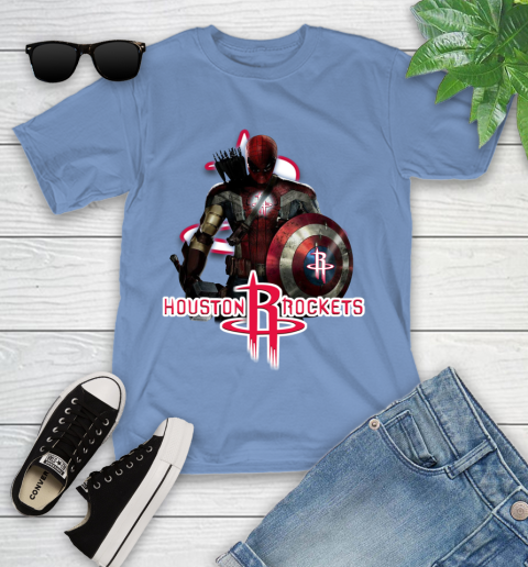 Houston Rockets NBA Basketball Captain America Thor Spider Man Hawkeye Avengers Youth T-Shirt 11