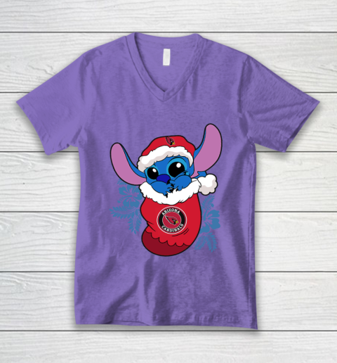Arizona Cardinals Christmas Stitch In The Sock Funny Disney NFL V-Neck T-Shirt 9