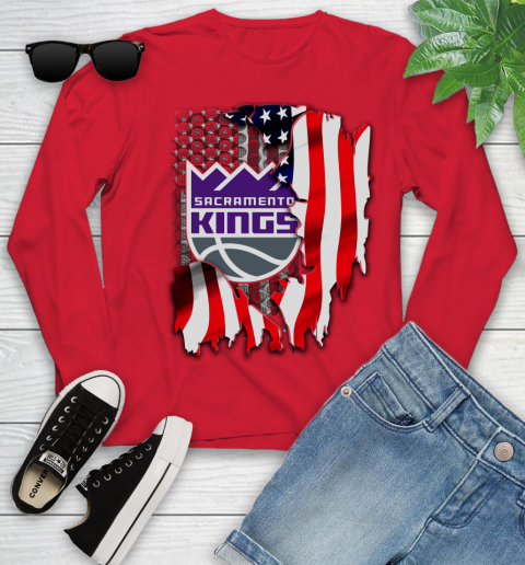 Sacramento Kings NBA Basketball American Flag Youth Long Sleeve 11
