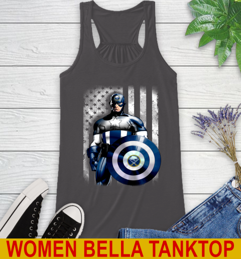 Buffalo Sabres NHL Hockey Captain America Marvel Avengers American Flag Shirt Racerback Tank 10