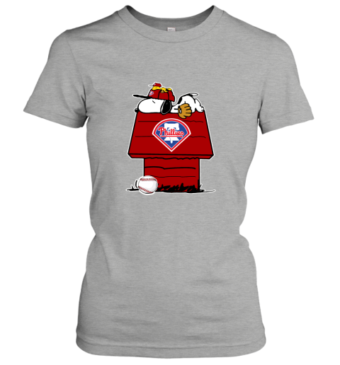 Philadelphia Phillies Snoopy And Woodstock Resting Together MLB Women's T- Shirt 