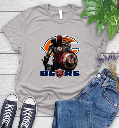 NFL Captain America Thor Spider Man Hawkeye Avengers Endgame Football Chicago Bears Women's T-Shirt 10