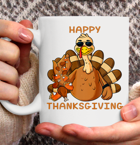 Happy Thanksgiving Turkey Throwing Food Funny Ceramic Mug 11oz