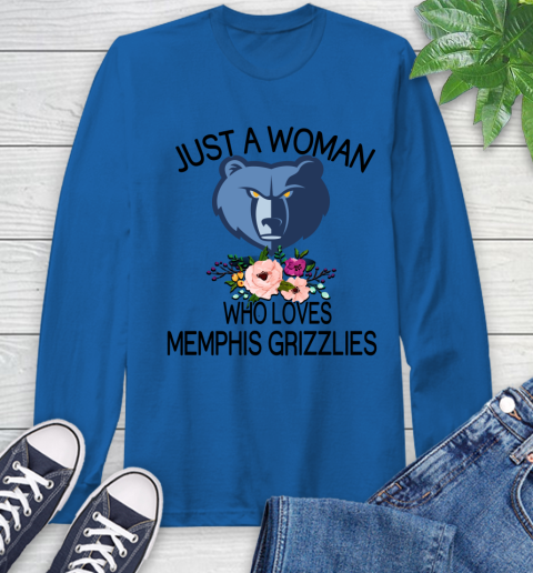 NBA Just A Woman Who Loves Memphis Grizzlies Basketball Sports Long Sleeve T-Shirt 7