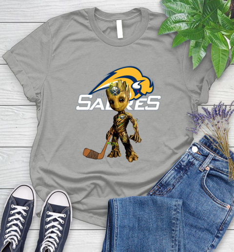 Buffalo Sabres NHL Hockey Groot Marvel Guardians Of The Galaxy Women's T-Shirt 10