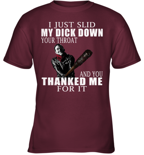 bwaw i just slid my dick down your throat the walking dead shirts youth t shirt 26 front maroon