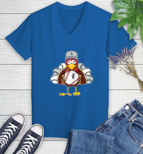 Chicago White Sox Turkey thanksgiving Women's V-Neck T-Shirt 10