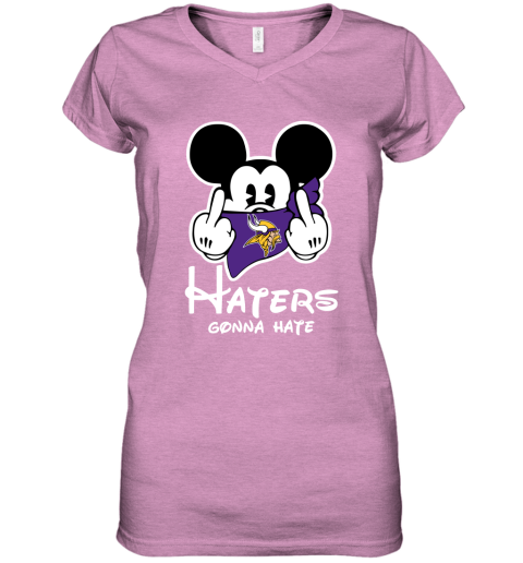 NFL Minnesota Vikings Haters Gonna Hate Mickey Mouse Disney Football T Shirt K6x5Wq0PVZz women v neck t shirt 39 95 151514 front heather radiant orchid