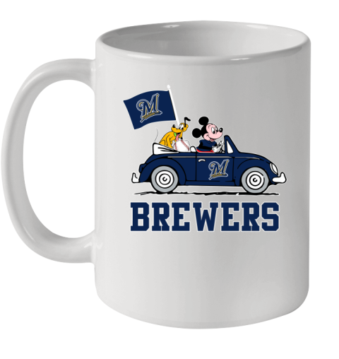 MLB Baseball Milwaukee Brewers Pluto Mickey Driving Disney Shirt Ceramic Mug 11oz