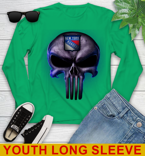 New York Rangers NHL Hockey Punisher Skull Sports Youth Long Sleeve 7