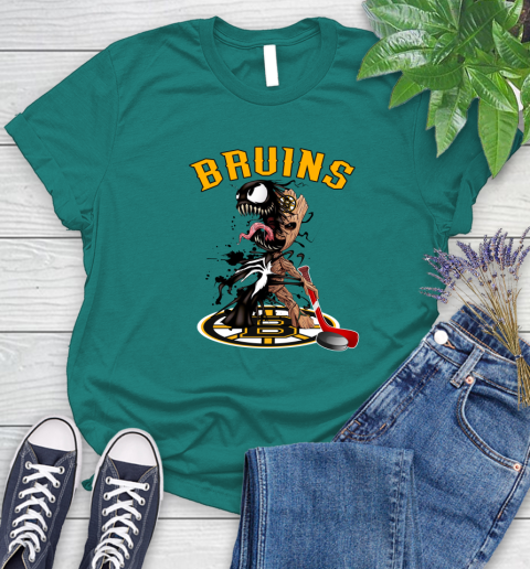 NHL Boston Bruins Hockey Venom Groot Guardians Of The Galaxy Women's T-Shirt 12