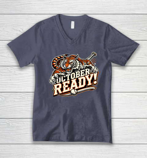 October Ready Baseball Tiger Fan V-Neck T-Shirt 6