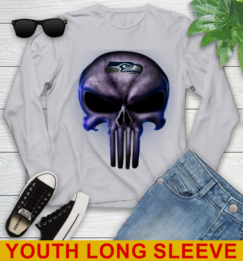 Seattle Seahawks NFL Football Punisher Skull Sports Youth Long Sleeve 5