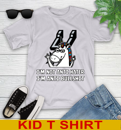 San Antonio Spurs NBA Basketball Unicorn I'm Not Anti Hater I'm Anti Bullshit Youth T-Shirt 5