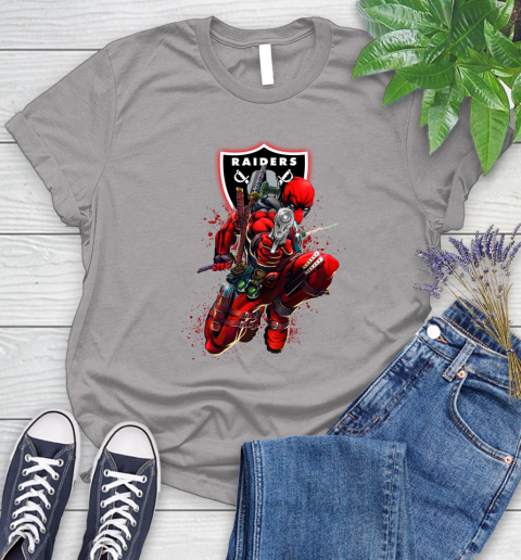 NFL Deadpool Marvel Comics Sports Football Oakland Raiders Women's T-Shirt 5