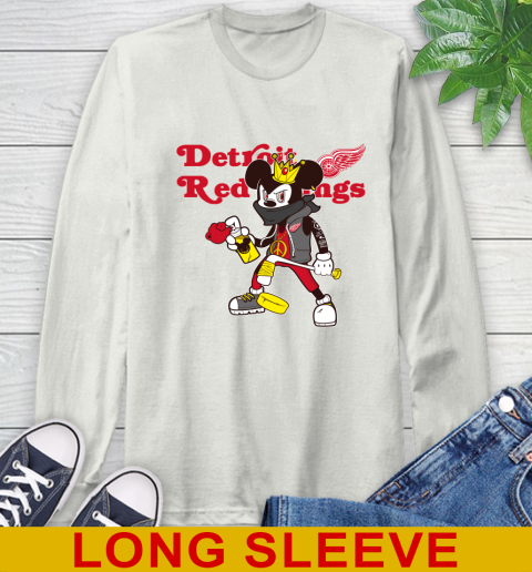Detroit Red Wings NHL Hockey Mickey Peace Sign Sports Long Sleeve T-Shirt 12