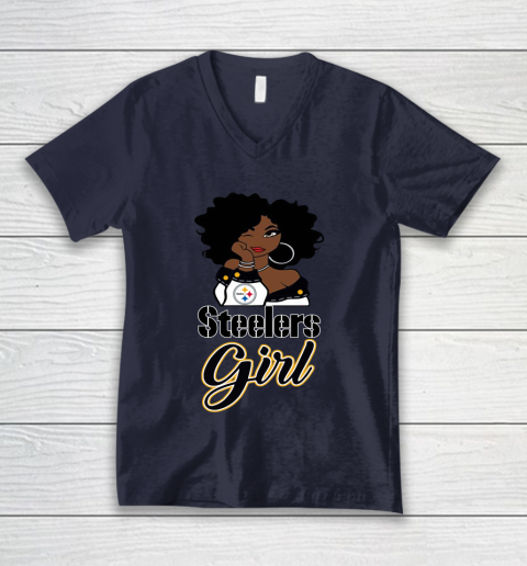 Pittsburgh Steelers Girl NFL V-Neck T-Shirt 3