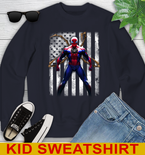 NBA Basketball Toronto Raptors Spider Man Avengers Marvel American Flag Shirt Youth Sweatshirt 2