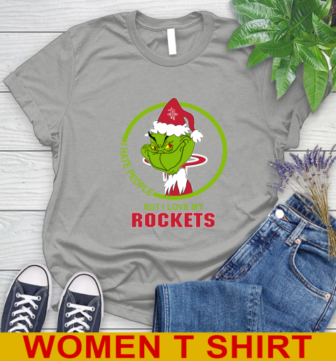 Houston Rockets NBA Christmas Grinch I Hate People But I Love My Favorite Basketball Team Women's T-Shirt 11