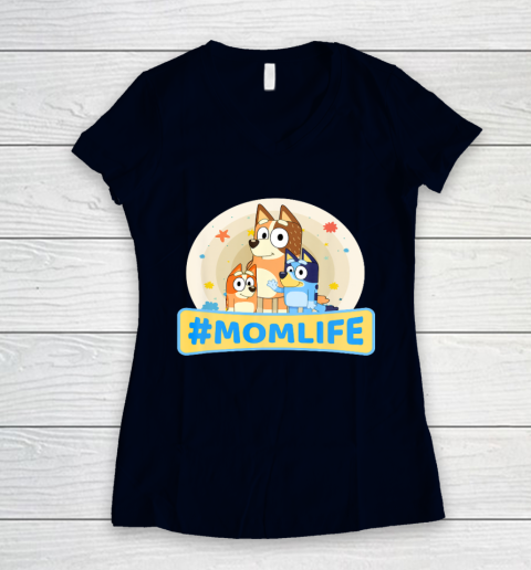 Bluey Mom Family For Life Women's V-Neck T-Shirt 2