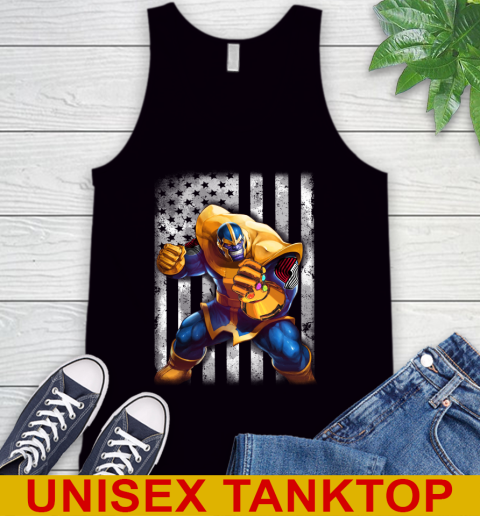 NBA Basketball Portland Trail Blazers Thanos Marvel American Flag Shirt Tank Top