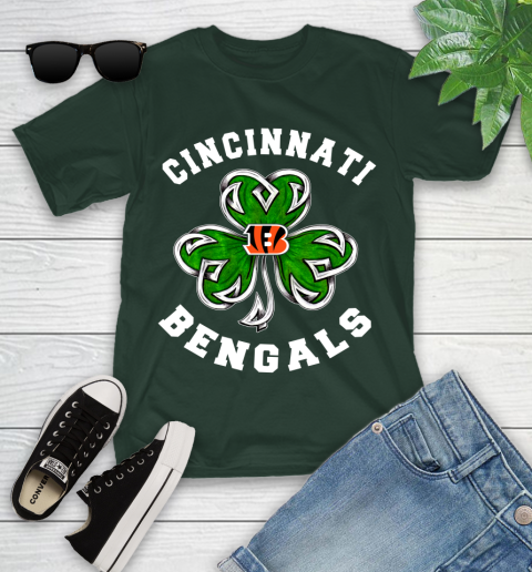 NFL Cincinnati Bengals Three Leaf Clover St Patrick's Day Football Sports Youth T-Shirt 5