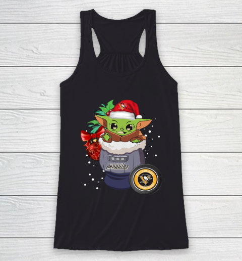 Pittsburgh Penguins Christmas Baby Yoda Star Wars Funny Happy NHL Racerback Tank