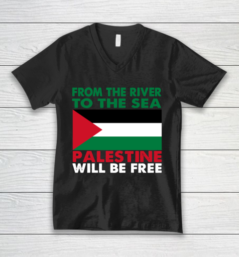 From The River To The Sea Palestine Will Be Free V-Neck T-Shirt