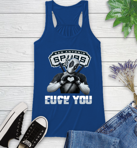 NBA San Antonio Spurs Deadpool Love You Fuck You Basketball Sports Racerback Tank 8