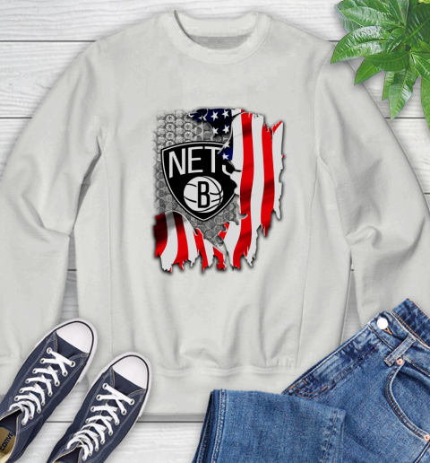 Brooklyn Nets NBA Basketball American Flag Sweatshirt 5