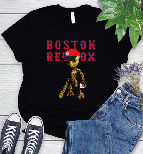 MLB Boston Red Sox Groot Guardians Of The Galaxy Baseball Women's T-Shirt 2