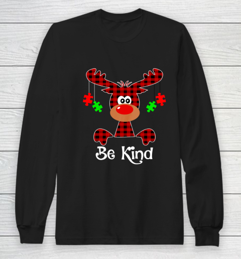 Be Kind Autism Awareness Christmas Reindeer Hippie Long Sleeve T-Shirt