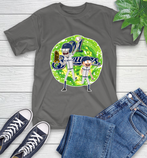 MLB Milwaukee Brewers Rick And Morty Commissioner's Trophy Baseball Sports T-Shirt 9