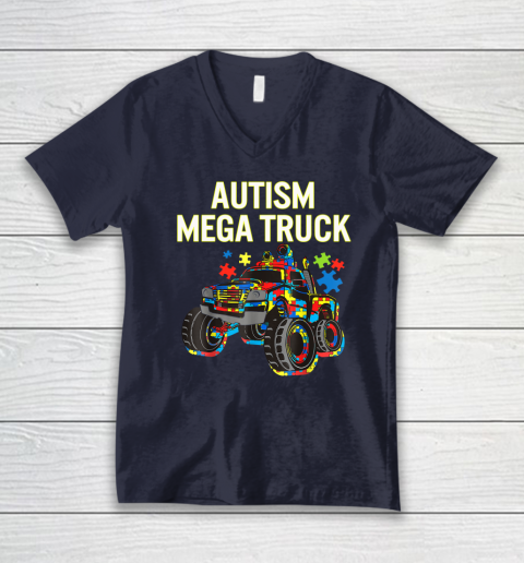 Autism Mega Truck Shirt Monster Truck Autism Awareness V-Neck T-Shirt 2